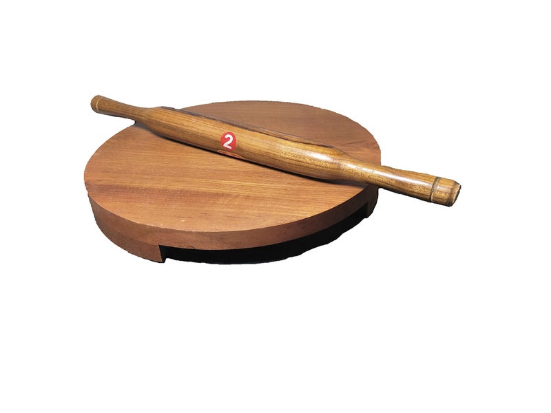 Yadnesh Wooden Rolling Board & Roller,Sagwan Wood, Chakla Belan, Polpat Belan, Chapati Maker,Valentine Day Gifts - Image 1